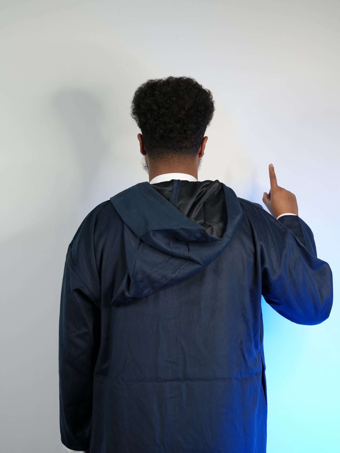 Blue Hooded Winter Moroccan Thobe