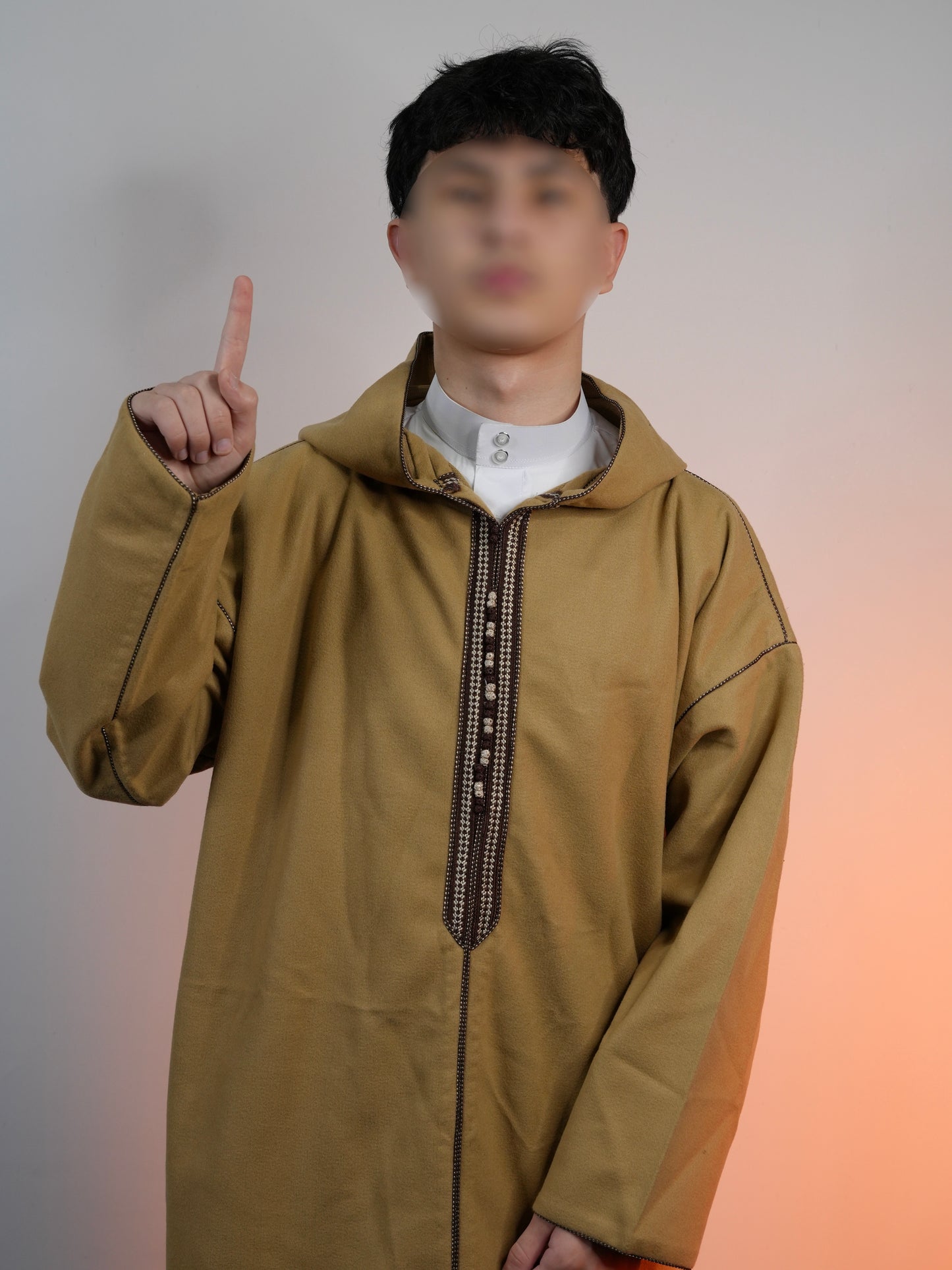 Gold Hooded Winter Moroccan Thobe