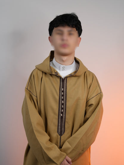 Gold Hooded Winter Moroccan Thobe