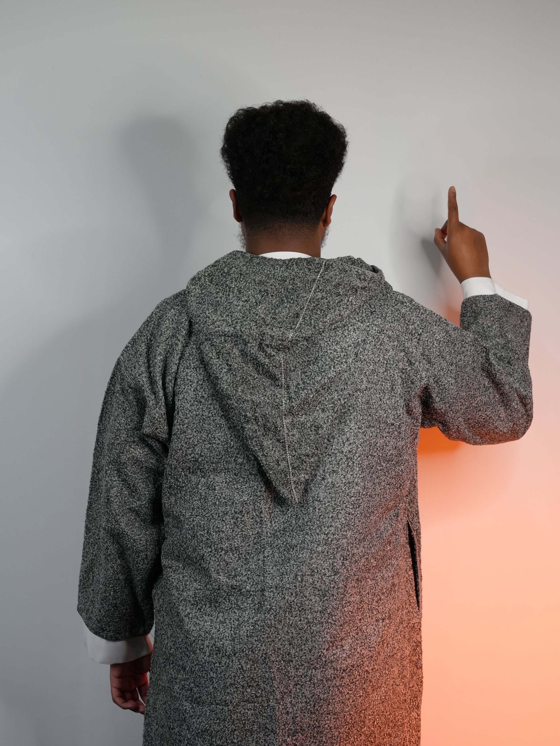 Grey Hooded Winter Moroccan Thobe