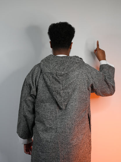 Grey Hooded Winter Moroccan Thobe