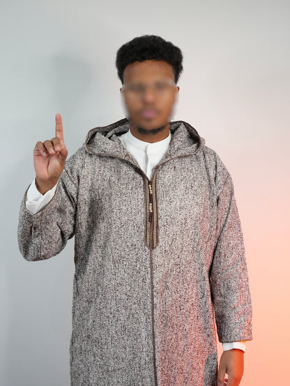 Light Brown Hooded Winter Moroccan Thobe